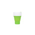 A drink bottle features a bright green collapsible silicon design with a white lid and branding element.
