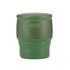 A drink bottle featuring a collapsible design in two shades of green, with a secure lid and a textured grip.