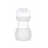 A drink bottle featuring a collapsible design in white with a smooth finish, including a logo on its surface.