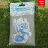A pack of custom car air fresheners featuring a blue cartoon reindeer design, presented in a clear bag with a logo.