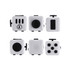 A white Fidget Cube featuring multiple tactile surfaces and buttons in various configurations.