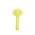 A bright yellow sponge ball cheer stick featuring a rugby ball shape and a logo design.