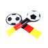 Inflatable Bang Bang Sticks in black and white soccer ball design with red and yellow accents. Features a logo.