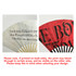 A foldable fan featuring a white side with elegant text and a red side with bold graphics, both with a logo. A foldable fan featuring a white side with elegant text and a red side with bold graphics, both with a logo.