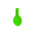 A green 30cm balloon with a tapered end, featuring a smooth surface and a rounded shape.
