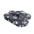 Rubber platform thongs in navy with a floral pattern, featuring black straps and a textured sole.