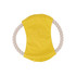 A yellow rope frisbee dog toy featuring a soft fabric centre and sturdy rope edges. A yellow rope frisbee dog toy featuring a soft fabric centre and sturdy rope edges.
