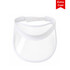 A white PVC sunscreen hat with a clear visor and an adjustable strap at the back. Features a branding logo.