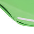 A giant foam hand in bright green, featuring a smooth texture and curved edges. It has a small logo on it.