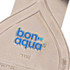 A silver custom medal with a smooth surface and a blue logo, designed for awards and trophies.