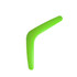 A bright green V-shaped boomerang toy with a smooth finish, suitable for outdoor fun and games.