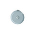A round, light blue tape measure with a central button, designed for measuring up to 1.5m.