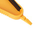 A drink bottle opener in bright yellow with a textured grip and a black cutting edge. It includes a logo.