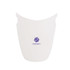 A white ice bucket featuring a logo on the front, designed for promotional use.