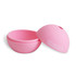 A pink silicone mould with two halves, designed for creating ice balls. It features a logo on the top.