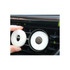 A car clip air freshener in black with a white inner circle, designed to attach to car vents.