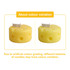 Round cheese-shaped candles in a bright yellow hue with holes and a small flag on top, featuring colour variation details.