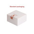 A white box with a simple design contains glove shape candles. The box features a logo.