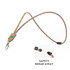 A cork lanyard in a natural brown colour with a key clip and safety breakaway feature. It has a logo on the attachment.