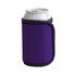 A drink bottle holder in vibrant purple with a grey trim, designed to fit standard cans.