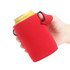 A drink bottle holder in bright red, featuring two handles for easy gripping.