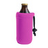 A drink bottle holder in vibrant pink, designed to fit standard bottles snugly, featuring a drawstring for easy carrying.