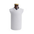 A drink bottle cooler in white, resembling a sleeveless top, with a bottle partially exposed at the top.