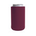 A drink bottle holder in a deep burgundy colour, designed to fit standard cans. It features a branding logo.