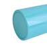 A 14oz stainless steel stubby holder in a bright turquoise colour with a smooth surface and a base. It features a logo.
