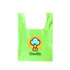 A bright green reusable foldaway shopping bag featuring a circular logo with a cloud design and a branding text. A bright green reusable foldaway shopping bag featuring a circular logo with a cloud design and a branding text.