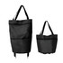 A black collapsible shopping trolley bag, featuring two sizes and shoulder straps, with a simple design. A black collapsible shopping trolley bag, featuring two sizes and shoulder straps, with a simple design.