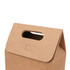 A medium kraft paper portable box in brown with a punch-out handle and a folding flap top. A medium kraft paper portable box in brown with a punch-out handle and a folding flap top.