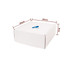 A white shipping box with dimensions 20cm x 20cm x 8cm, featuring a logo. A white shipping box with dimensions 20cm x 20cm x 8cm, featuring a logo.