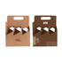 A portable wine box in brown with cut-out sections, featuring a handle and a logo. Holds six bottles. A portable wine box in brown with cut-out sections, featuring a handle and a logo. Holds six bottles.