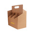 A brown portable wine box with sections for holding six bottles, featuring a handle and a logo. A brown portable wine box with sections for holding six bottles, featuring a handle and a logo.