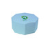 An octagonal kraft box in white with a logo on the lid. An octagonal kraft box in white with a logo on the lid.