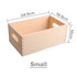 A small wooden storage box in a light finish with handles, featuring precise dimensions marked on the image. A small wooden storage box in a light finish with handles, featuring precise dimensions marked on the image.