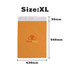 An extra large biodegradable mailer bag in orange with a white peel-and-seal flap and a logo.