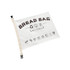 A reusable linen bread bag in natural colour features various icons and a logo, secured with a toggle closure. A reusable linen bread bag in natural colour features various icons and a logo, secured with a toggle closure.