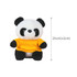 A plush toy panda wearing a yellow shirt, standing approximately 25 cm tall, with black and white fur.