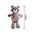 A plush raccoon toy in brown and grey, measuring 25 cm, featuring a friendly smile and a logo tag.