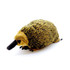A plush toy resembling an echidna, featuring yellow and brown long fur with black details and a soft texture.