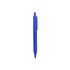 A blue plastic pen with a colour barrel and a clip for easy attachment. Features a logo on the barrel.