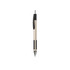 A plastic pen in gold and black, featuring a sleek design and grip sections. The pen includes a logo on its surface.