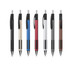 A selection of plastic pens in black, gold, blue, red, silver, grey, and brown, featuring a logo on each.