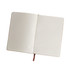 An open A5 notebook featuring natural cork and cotton covers with lined pages. It has a ribbon marker.