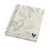 A B5 full colour notebook with a leaf-patterned cover and a spiral binding. Features a logo on the front.