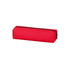 A red pencil case with a black zipper, featuring a simple design suitable for carrying stationery items.