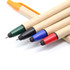 A set of four stylus pens with different colours: black, blue, red, and green, with an orange cap on top.