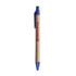 A kraft paper ball pen with a blue plastic tip and clip, featuring a logo on the barrel. A kraft paper ball pen with a blue plastic tip and clip, featuring a logo on the barrel.